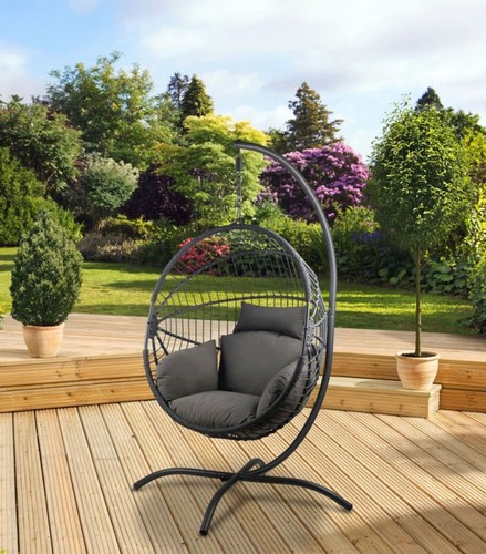 Grey hanging egg chair - hanging,