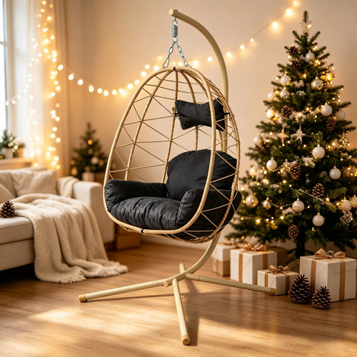 Folding rattan egg chair - folding,