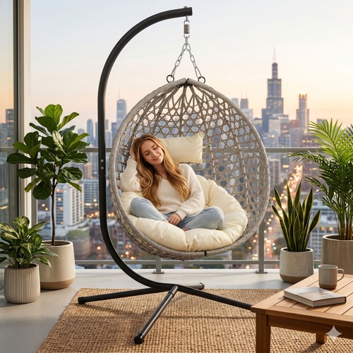 Folding rattan hanging hammock - folding,