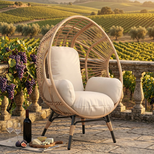 Wicker hanging egg chair 400lb - hanging,