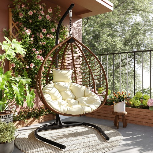 Hanging egg chair with - with, stand
