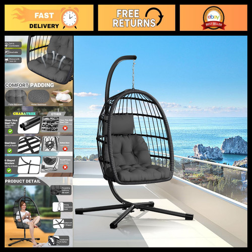 Hanging egg chair with - egg, stand